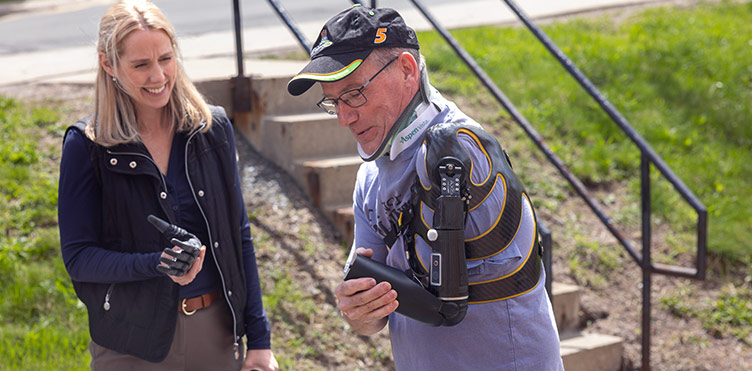 IBME upper-limb clinic technician, Heather Daley, worked closely with Troy Chapman, building him the first-ever fully detachable prosthetic arm.
