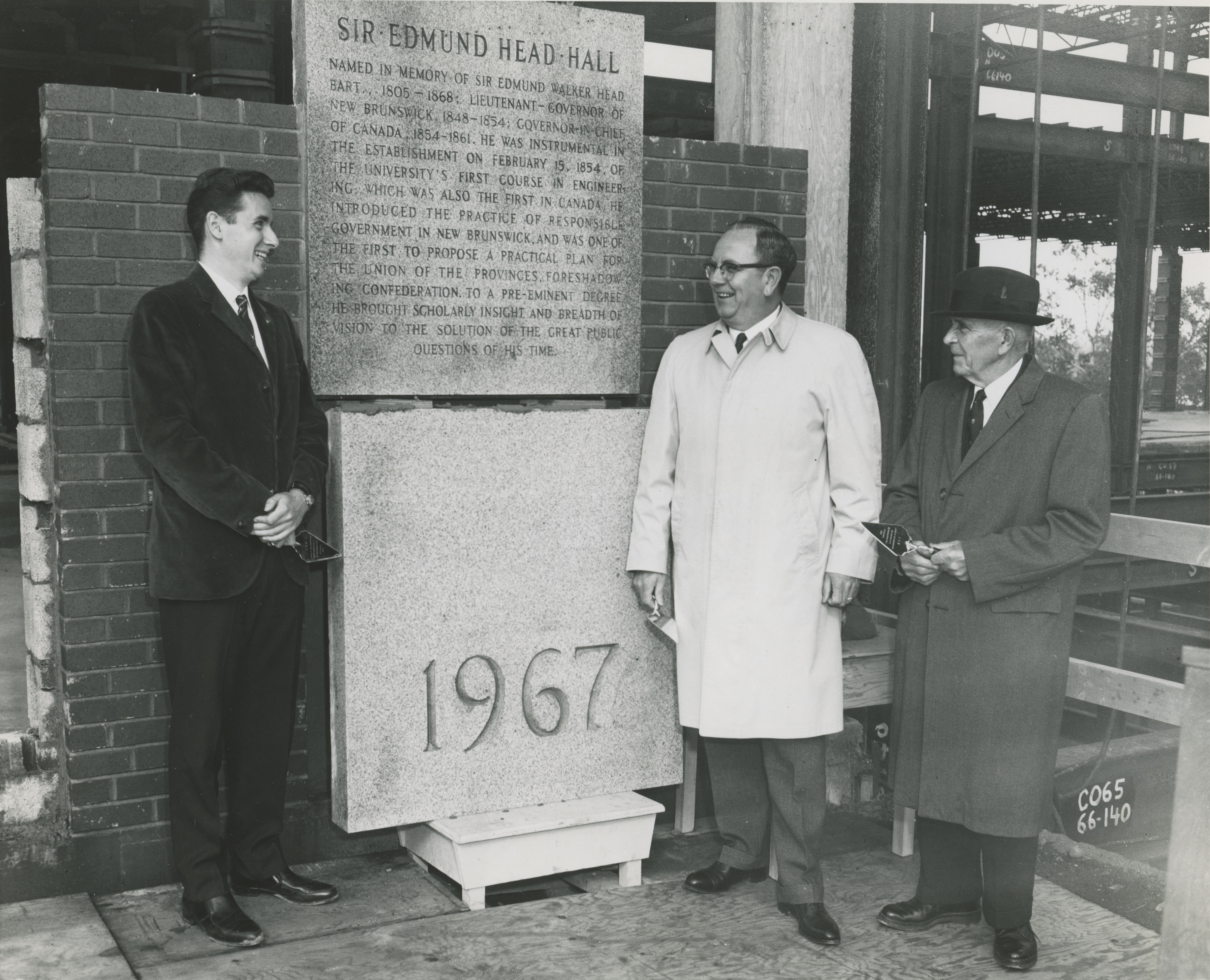 A. Foster Baird with R.E. Tweeddale in front of Head Hall, 1967