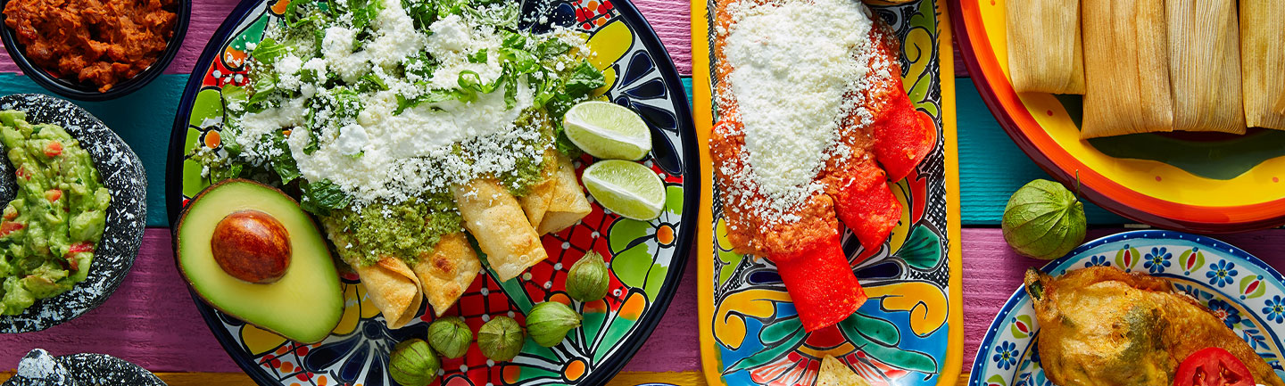Colourful collection of Mexican food