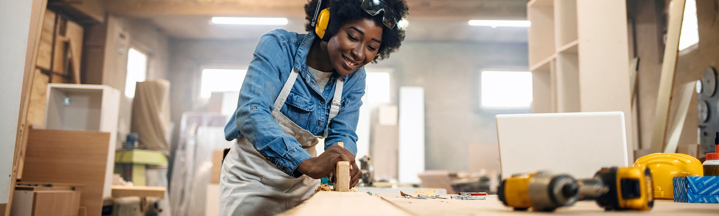 Woman working with power tools