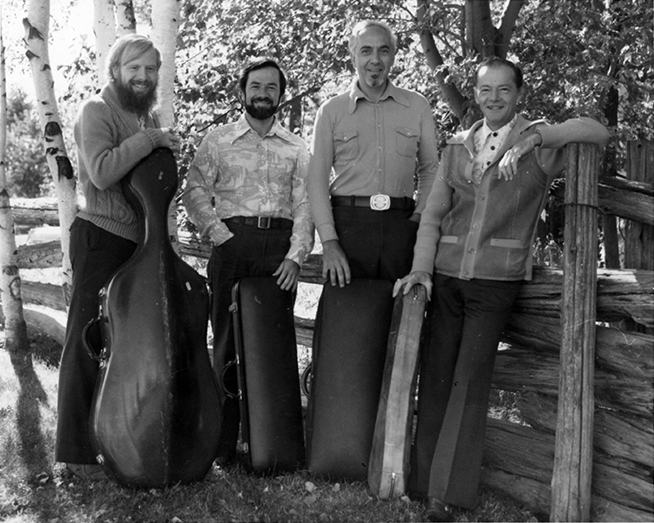 Members of the Brunswick String Quartet - Left to Right: Richard Naill, Paul Campbell, James Pataki and Joseph Pach. Courtesy of UNB Archives, PR6144