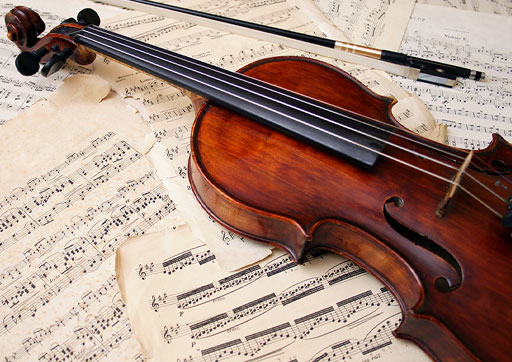 Violin on sheets of music