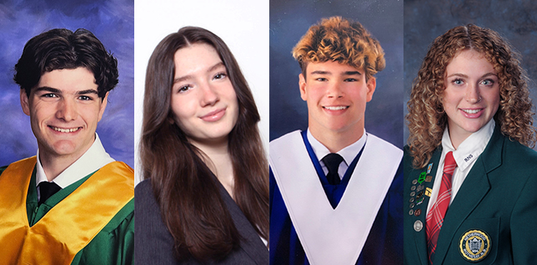 Alexandre Comeau, Sarah Hale, Isaac Jewett and Kayla McCullogh are the 2023 recipients of the J.D. Irving, Limited NB Leadership Scholarship at UNB