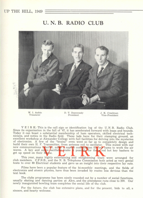 UNB yearbook, Up The Hill, year 1949, Radio Club, Image 0