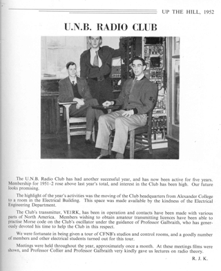 UNB yearbook, Up The Hill, year 1952, Radio Club, Image 0
