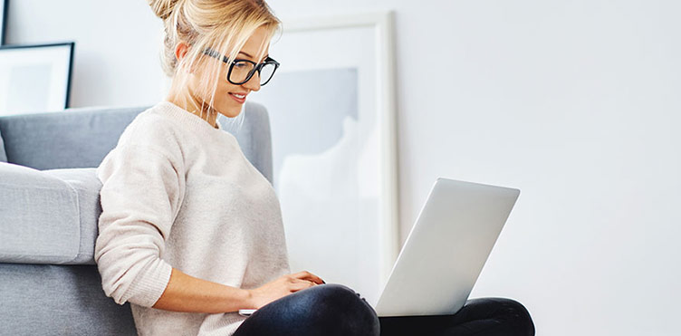 A student using a laptop