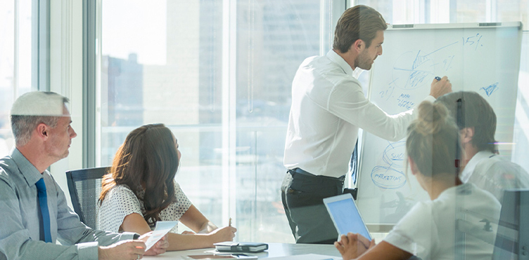 Photo of a professional leading a meeting