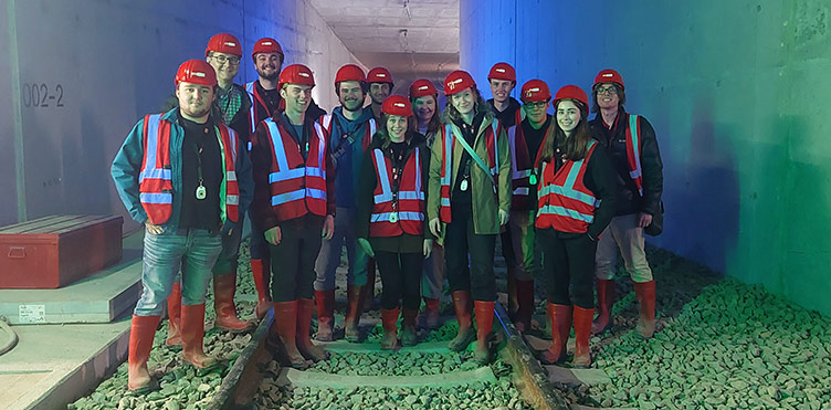 UNB Transportation Field School Students in a train tunnel in Stuttgart 21